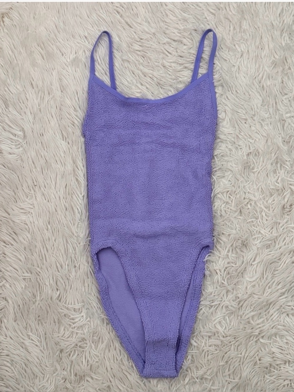 NWT Hunza G Pamela crinkle swimsuit one piece in lilac - Picture 5 of 9